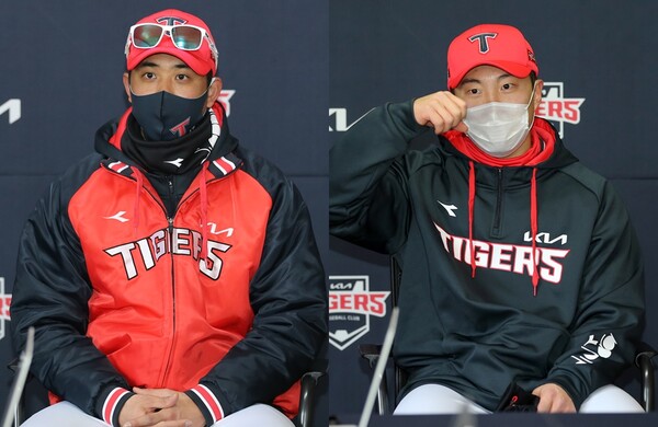 KIA 투수 임기영(왼쪽)-내야수 류지혁. ⓒKIA 타이거즈 