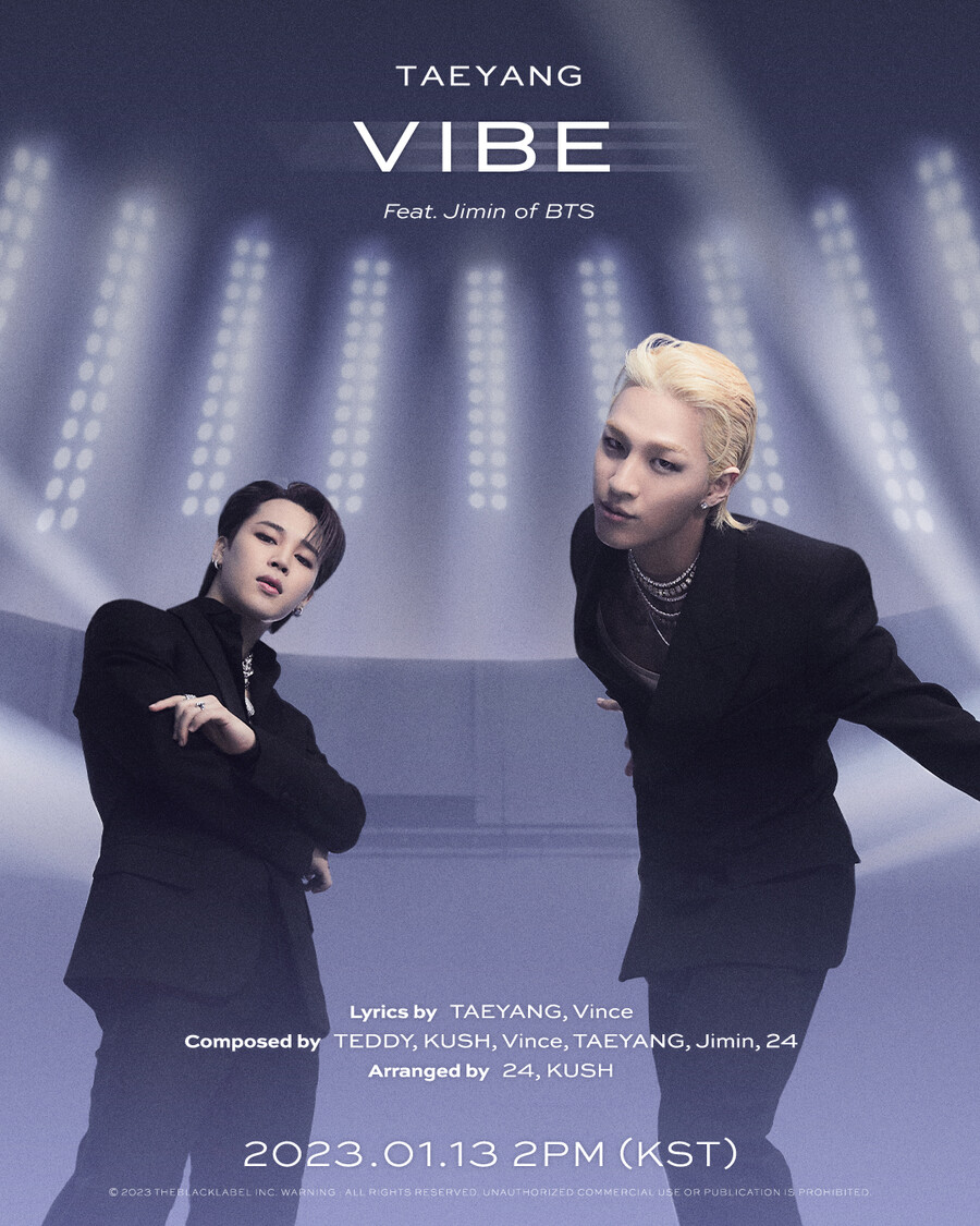▲ 방탄소년단 지민(왼쪽), 태양의 '바이브' 크레딧 포스터. 제공| 더블랙레이블