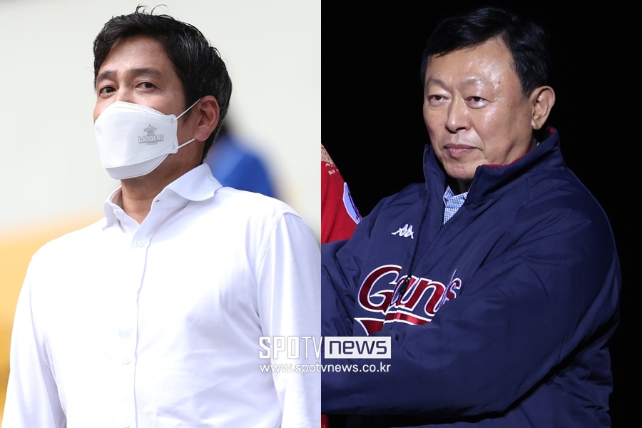 ▲ 굴지의 유통 재벌을 이끌고 있는 정용진 SSG 구단주(왼쪽)와 신동빈 롯데 구단주 ⓒ곽혜미 기자