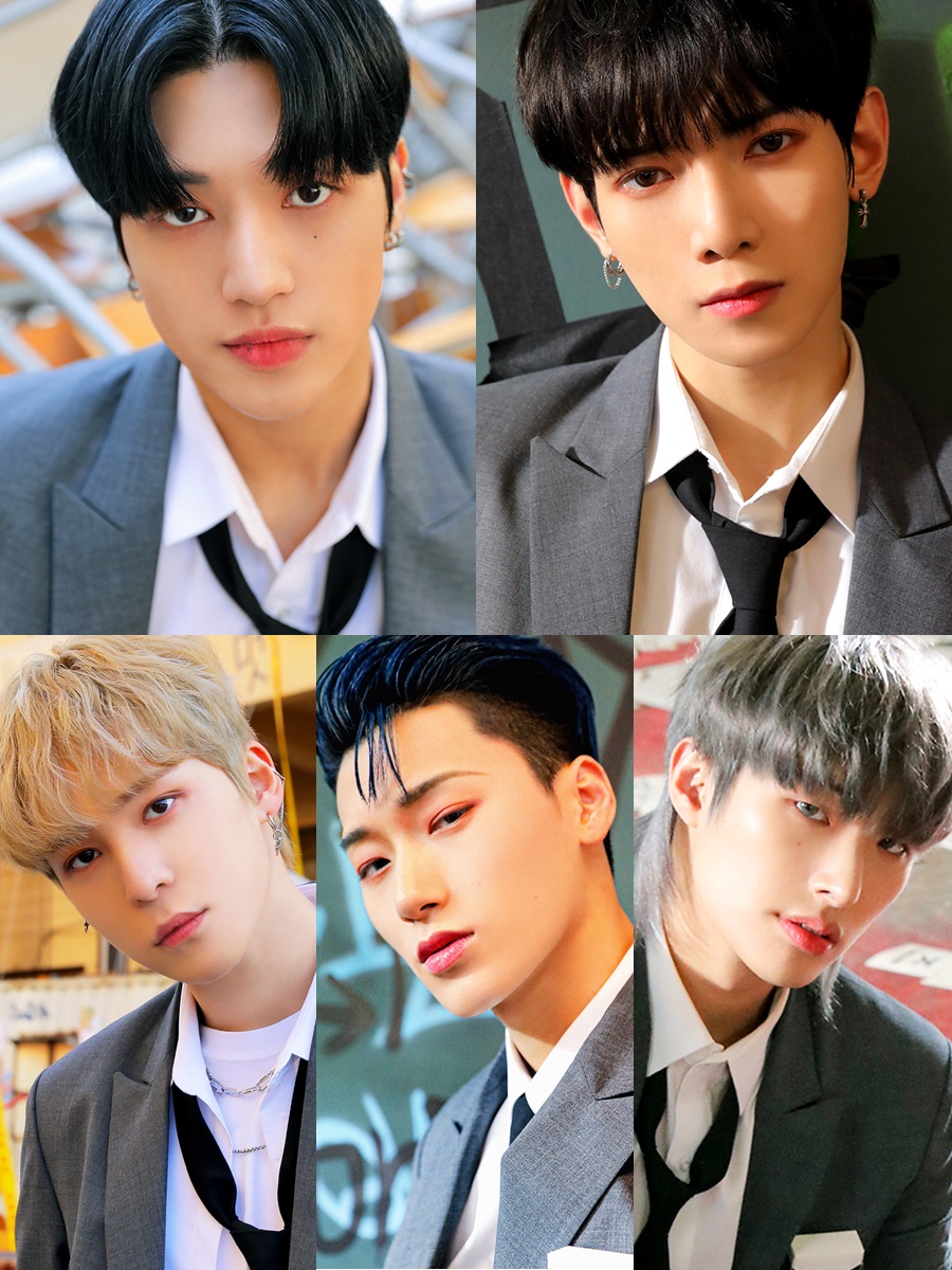 ▲ (왼쪽부터 시계방향)에이티즈 우영, 여상, 민기, 산, 윤호. 제공|KQ엔터테인먼트