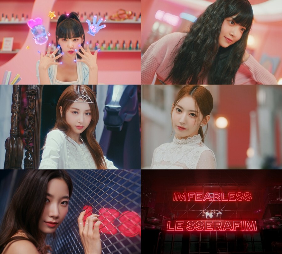 ▲ 르세라핌 '피어리스' 일본 뮤직비디오 갈무리. 제공ㅣ쏘스뮤직