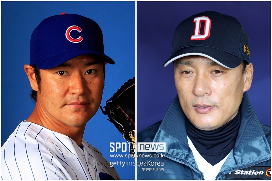 ▲ 두산 베어스 다카하시 히사노리 인스트럭터(왼쪽)와 이승엽 감독 ⓒ Gettyimages/ 곽혜미 기자