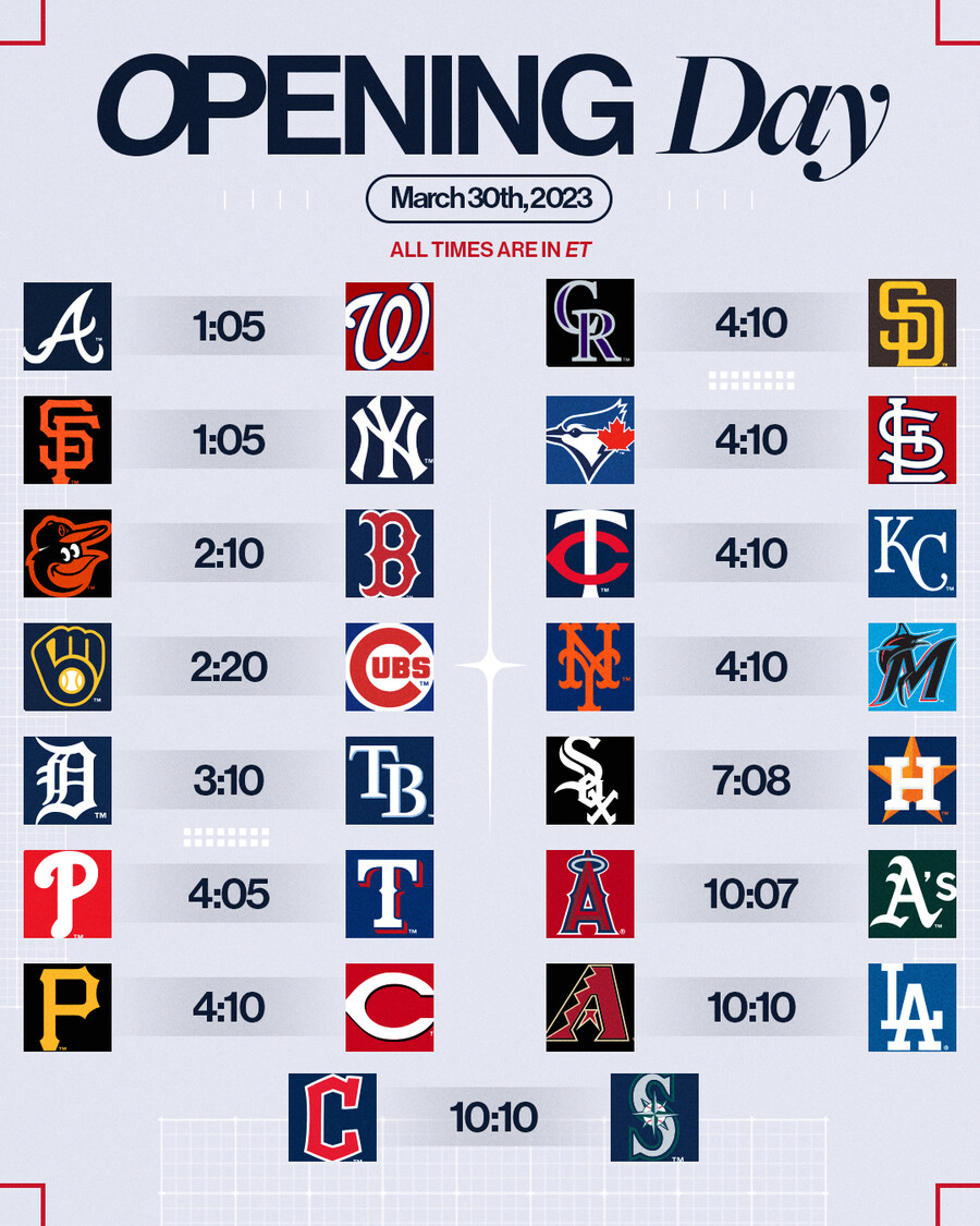 ▲ 2023시즌 개막전 매치업 ⓒ MLB SNS