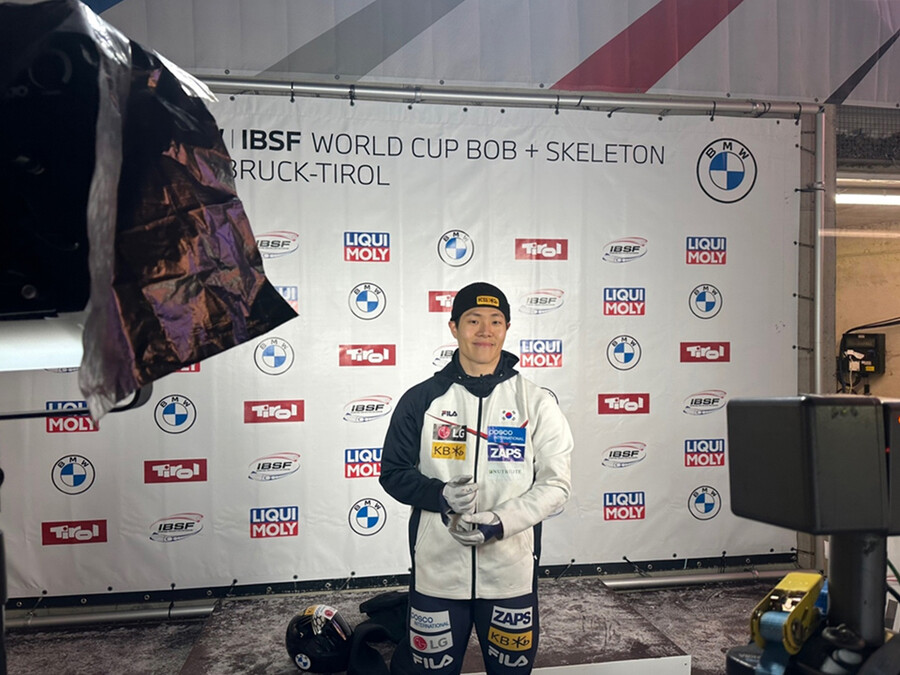 ▲ IBSF 월드컵 7차 대회에서 은메달을 따낸 정승기 ⓒ대한봅슬레이스켈레톤연맹