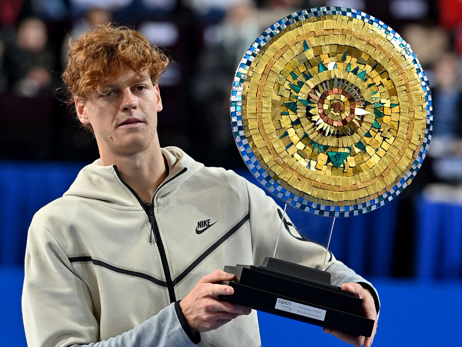 ▲ 2023년 ATP 투어 몽펠리에 오픈에서 우승한 야닉 시너 ⓒ연합뉴스/AP