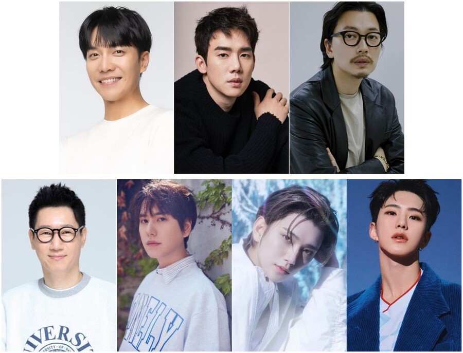 ▲ 이승기, 유연석, 이동휘, 지석진, 규현, 조슈아, 호시. 제공| 티빙