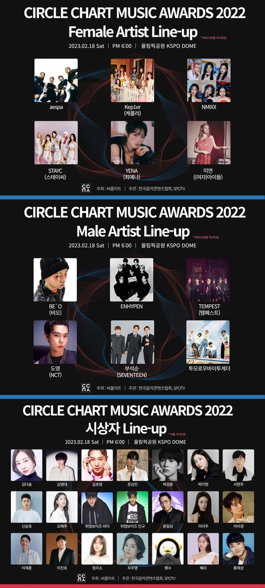 ▲ '써클차트 뮤직 어워즈 2022' 출연진. 제공ㅣ써클차트 뮤직 어워즈 사무국
