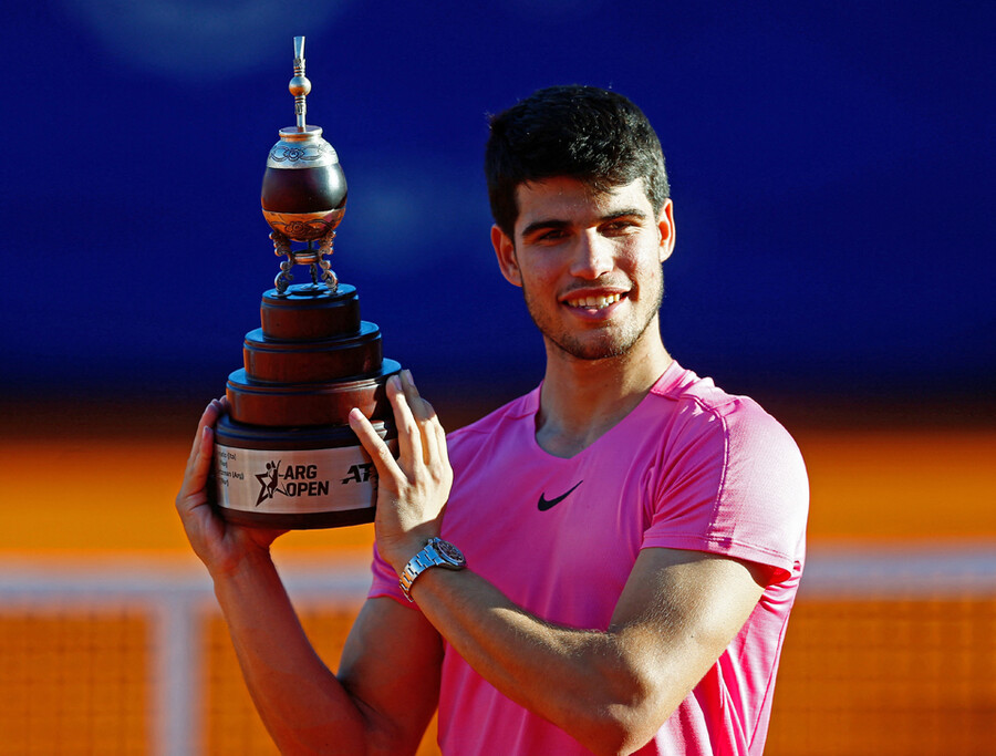 ▲ 2023년 ATP 투어 아르헨티나오픈에서 우승한 카를로스 알카라스 ⓒ연합뉴스/AP