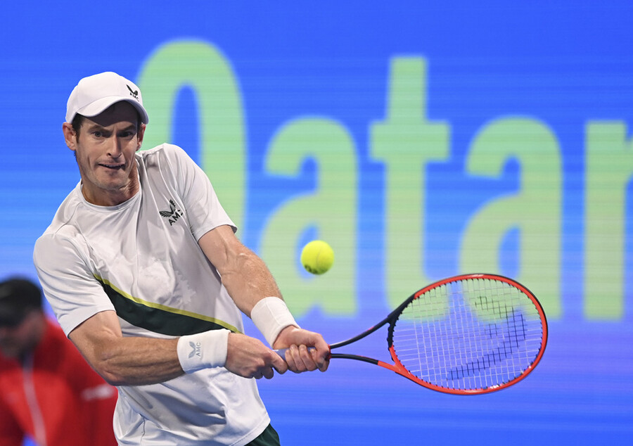 ▲ 2023년 ATP 투어 카타르 액슨모빌 오픈에서 경기를 펼치는 앤디 머리 ⓒ연합뉴스/AP