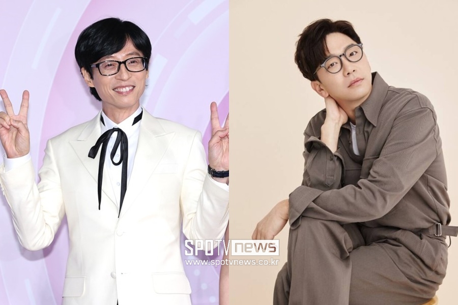 ▲ 이승기, 이다인 커플 결혼식에서 사회, 축가를 맡은 유재석(왼쪽), 이적.  ⓒ곽혜미 기자, 뮤직팜 제공