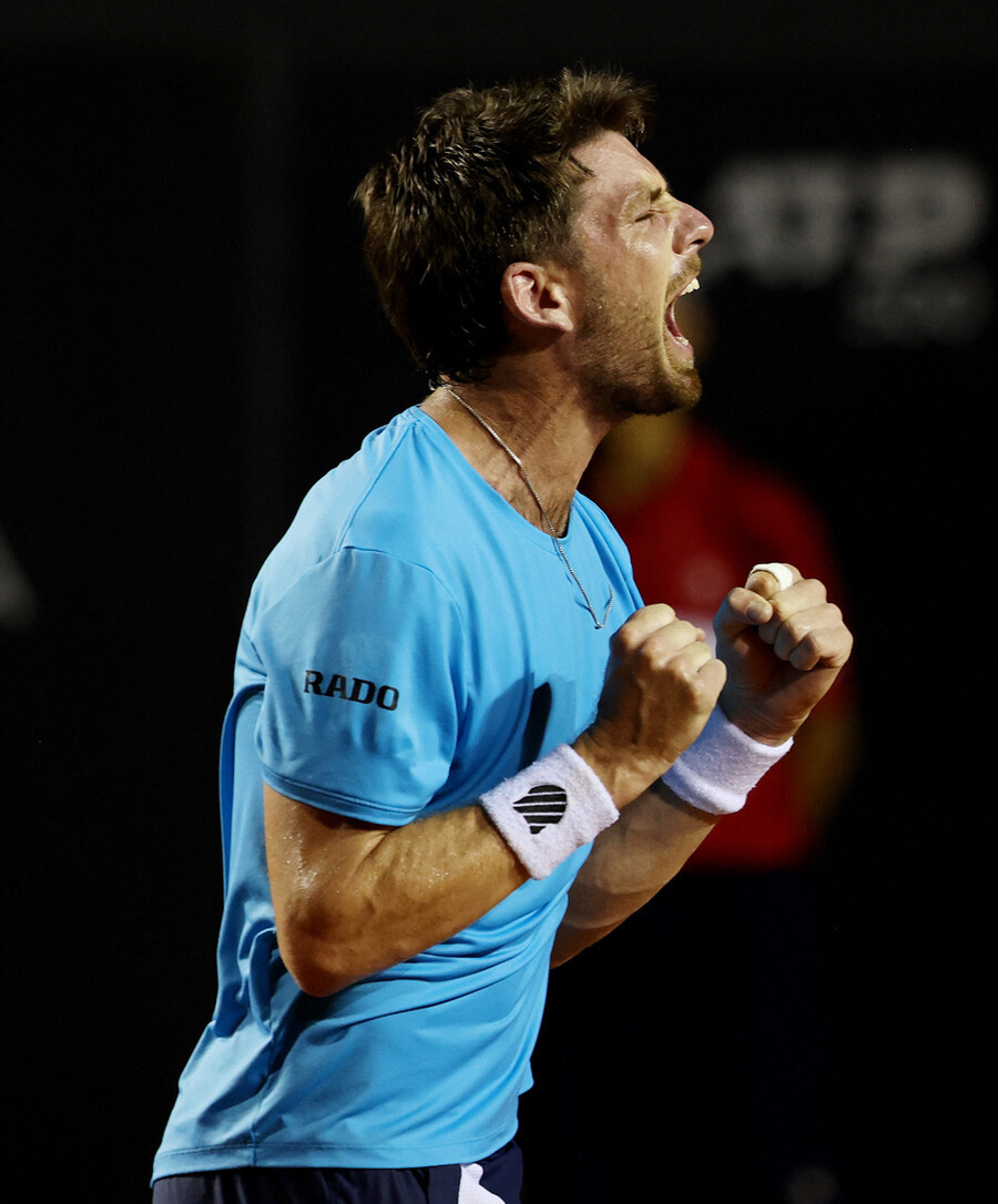 ▲ 캐머런 노리가 2023년 ATP 투어 리우오픈 단식 우승을 확정한 뒤 환호하고 있다. ⓒ연합뉴스/AP