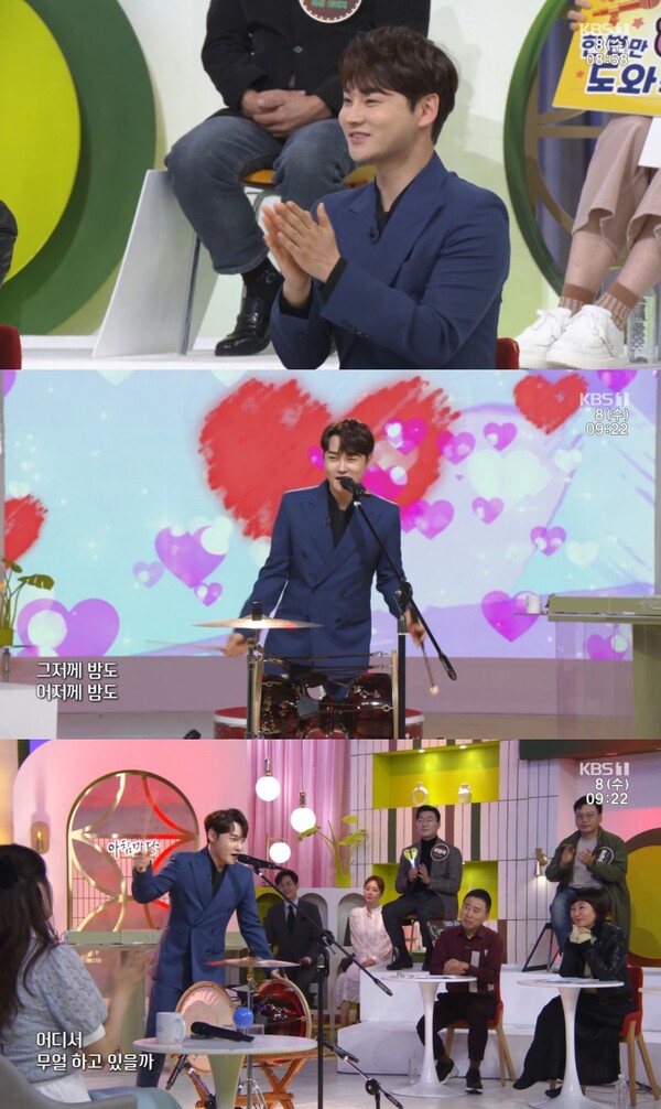 ▲ 8일 방송된 '아침마당'의 '도전 꿈의 무대'에 초대가수로 출연한 박서진. 방송화면 캡처