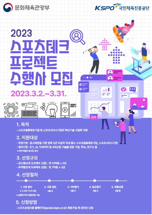 ▲ 2023년도 스포츠테크 프로젝트 수행사 모집 포스터 ⓒ 국민체육진흥공단