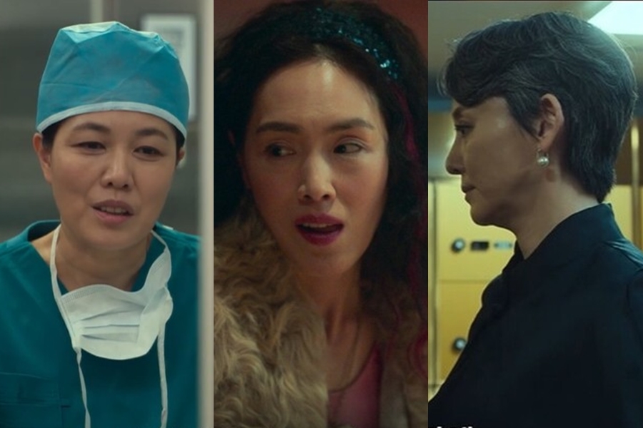 ▲ 왼쪽부터 '더 글로리'의 여정 어머니 역 김정영, 동은 어머니 역 박지아, 연진 어머니 역 손지나. 출처|'더 글로리' 티저 및 예고편