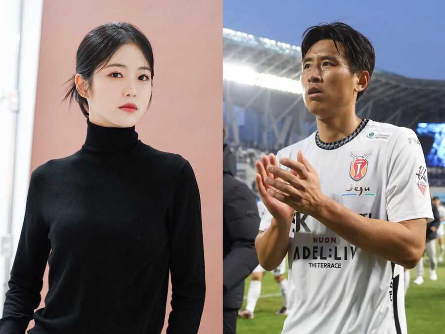 ▲ 신예은(왼쪽)과 구자철. 출처| 신예은, 제주 FC 인스타그램