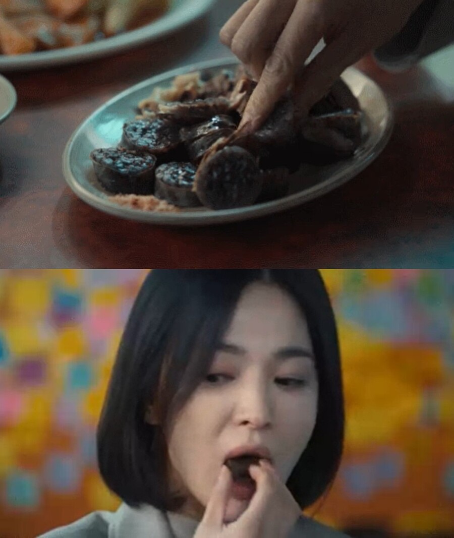 ▲ 순대 먹는 송혜교. 출처ㅣ넷플릭스 더 글로리 방송화면 캡처