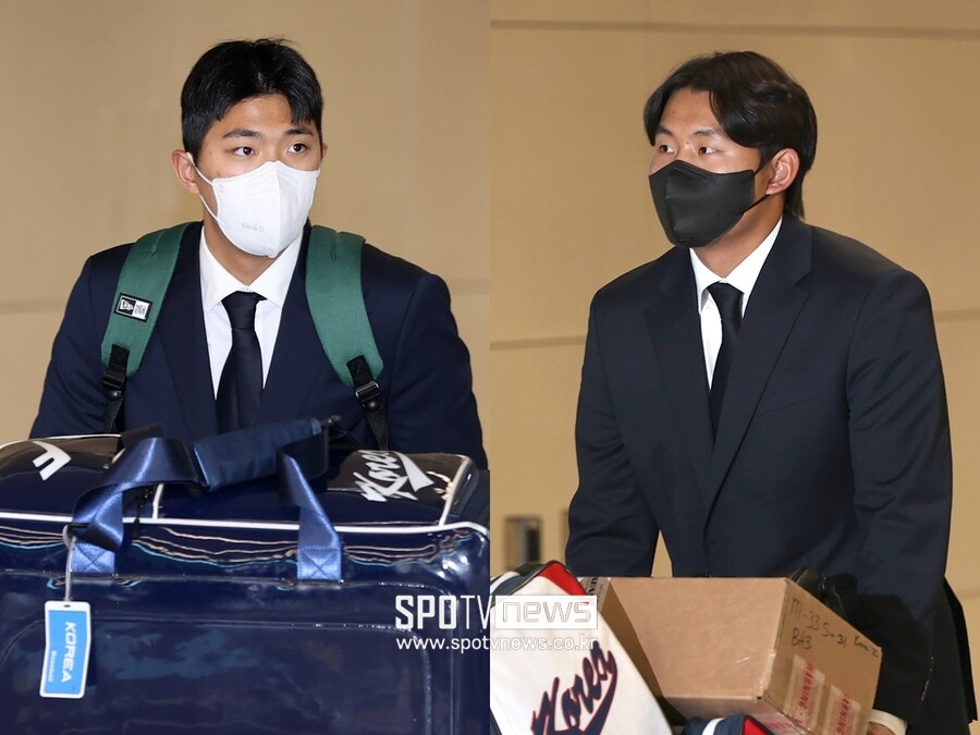 ▲ 14일 귀국한 이의리(왼쪽)-소형준. ⓒ곽혜미 기자