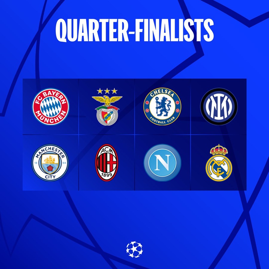 ▲ 2022-23 UEFA 챔피언스리그 8강 진출 팀 ⓒUEFA