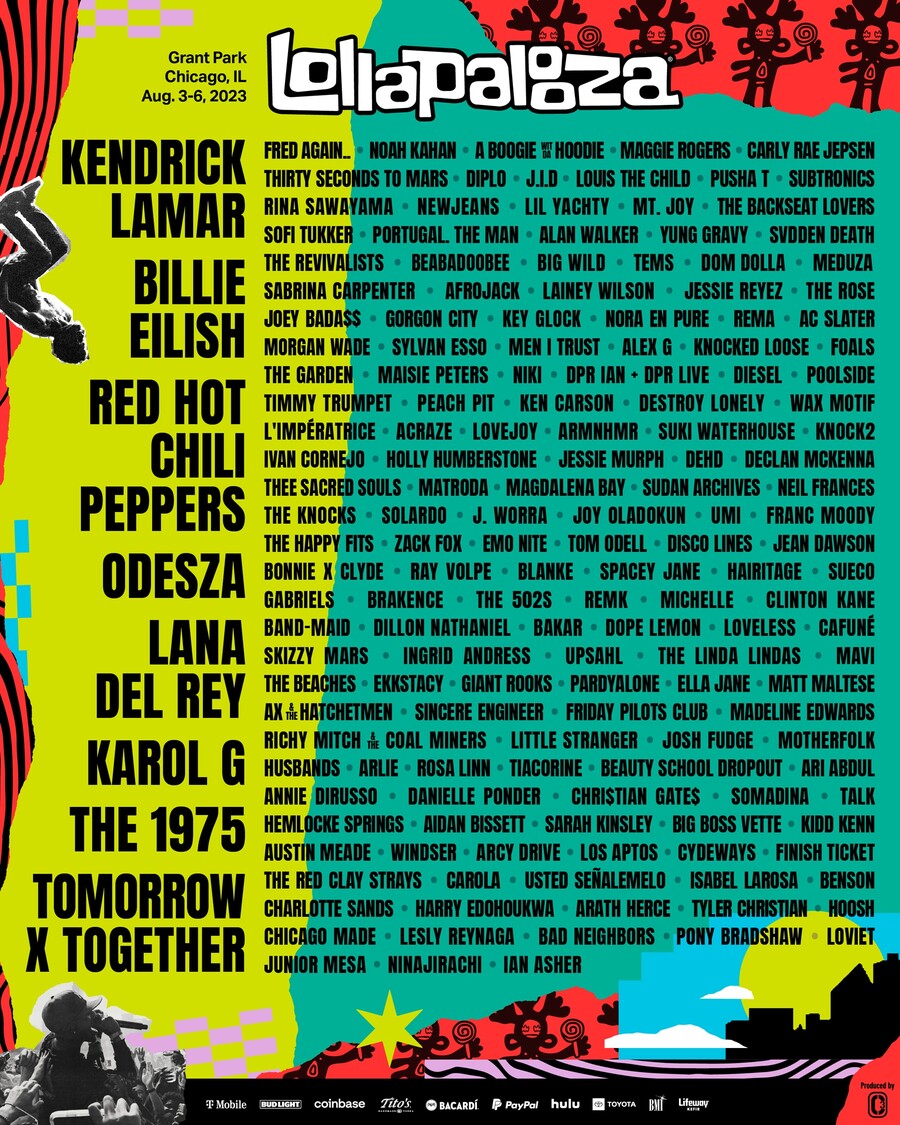 ▲ 롤라팔루자 2023 라인업. 제공ㅣLollapalooza
