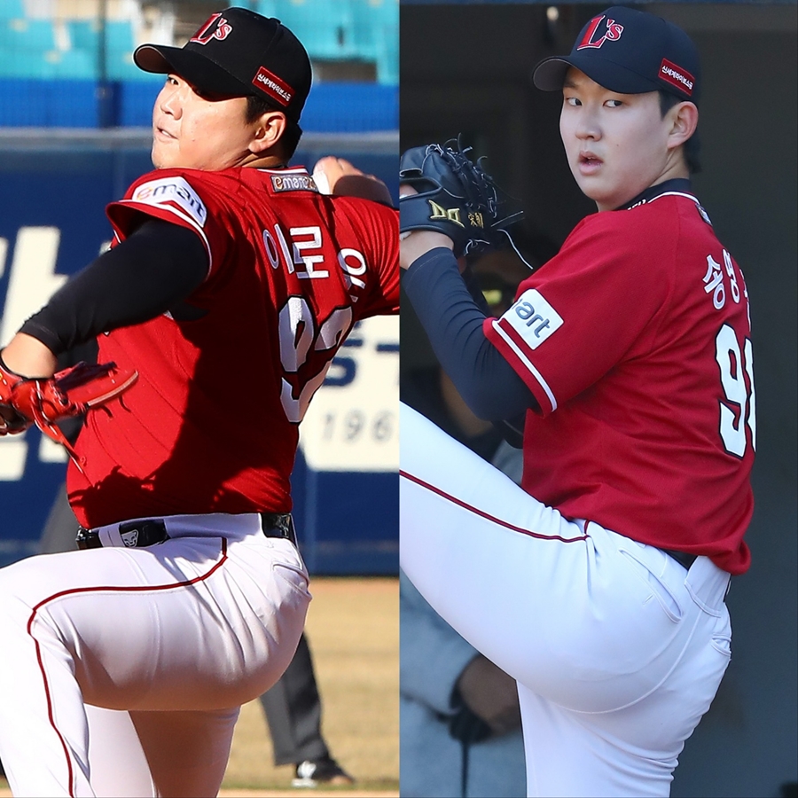 ▲ SSG 랜더스 특급 유망주 이로운(왼쪽)과 송영진. ⓒSSG 랜더스