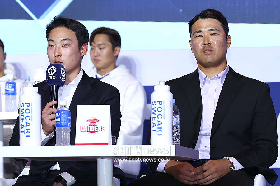 ▲ 최지훈 한유섬 ⓒ곽혜미 기자