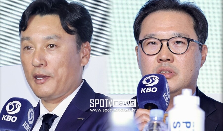 ▲두산 베어스 이승엽(왼쪽) 감독, 삼성 라이온즈 박진만 감독.  ⓒ한남동, 곽혜미 기자