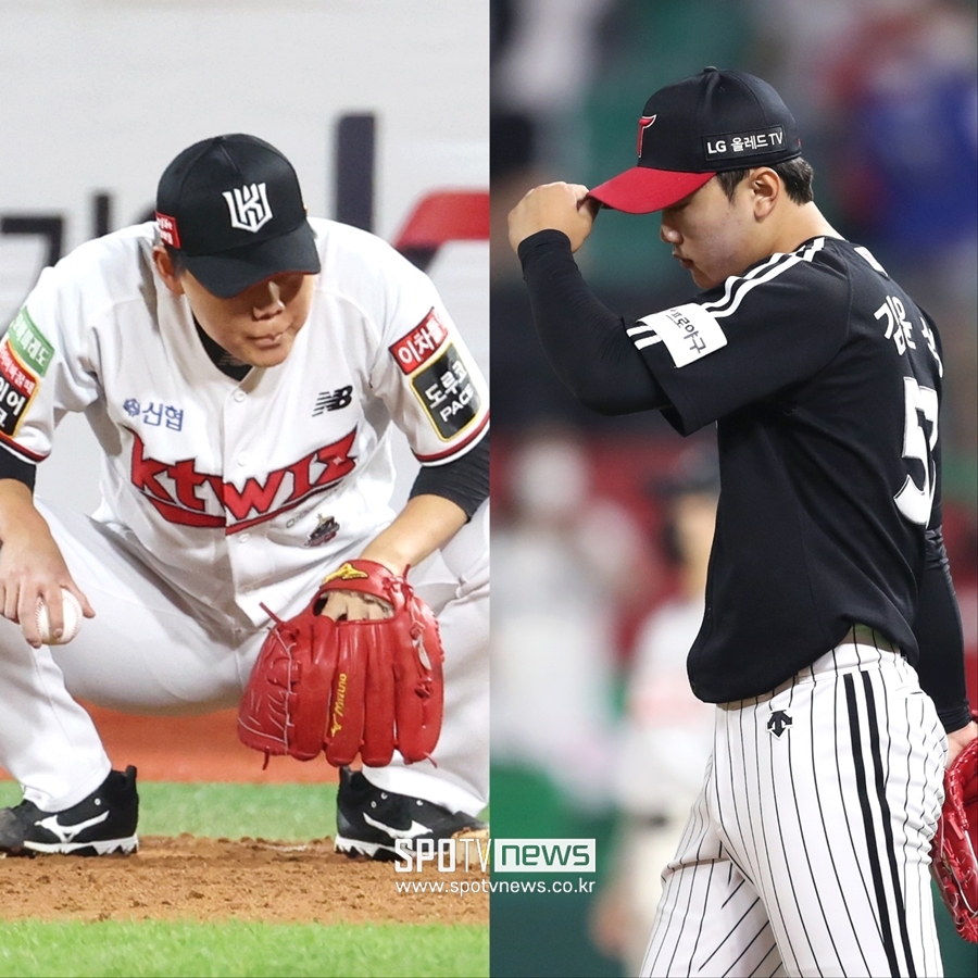 ▲ WBC 차출 후 첫 등판에서 부진했던 kt 위즈 소형준(왼쪽)과 LG 트윈스 김윤식.  ⓒ곽혜미 기자
