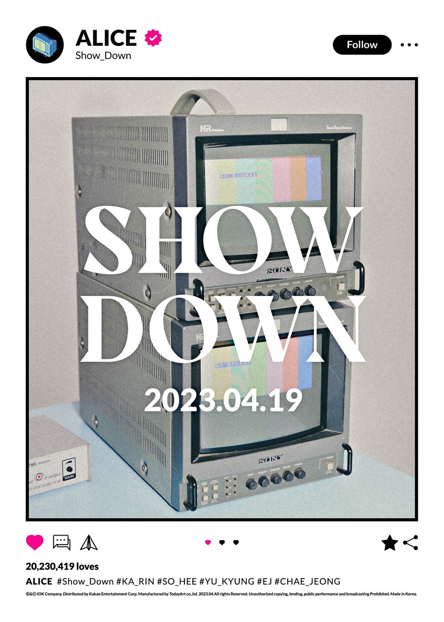 앨리스, 19일 새 싱글 '쇼 다운' 발매…봄 컴백대전 합류