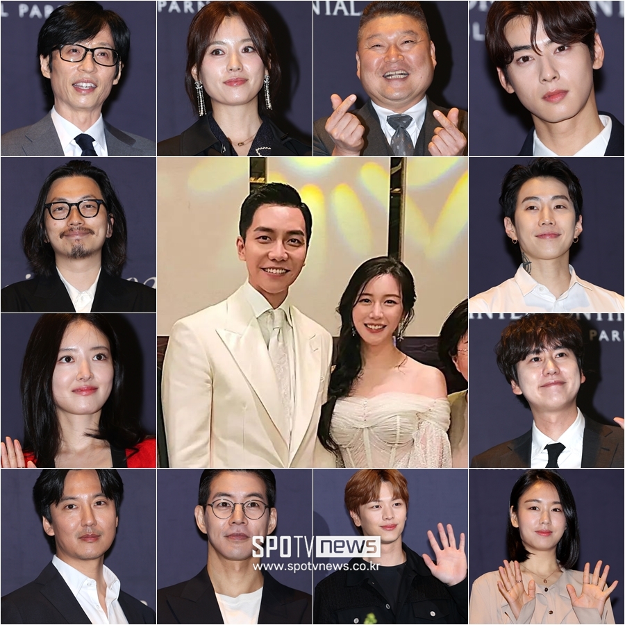 ▲ 7일 결혼식을 올린 이승기 이다인(가운데)와 화려한 스타 하객들.  ⓒ곽혜미 기자, 인스타그램