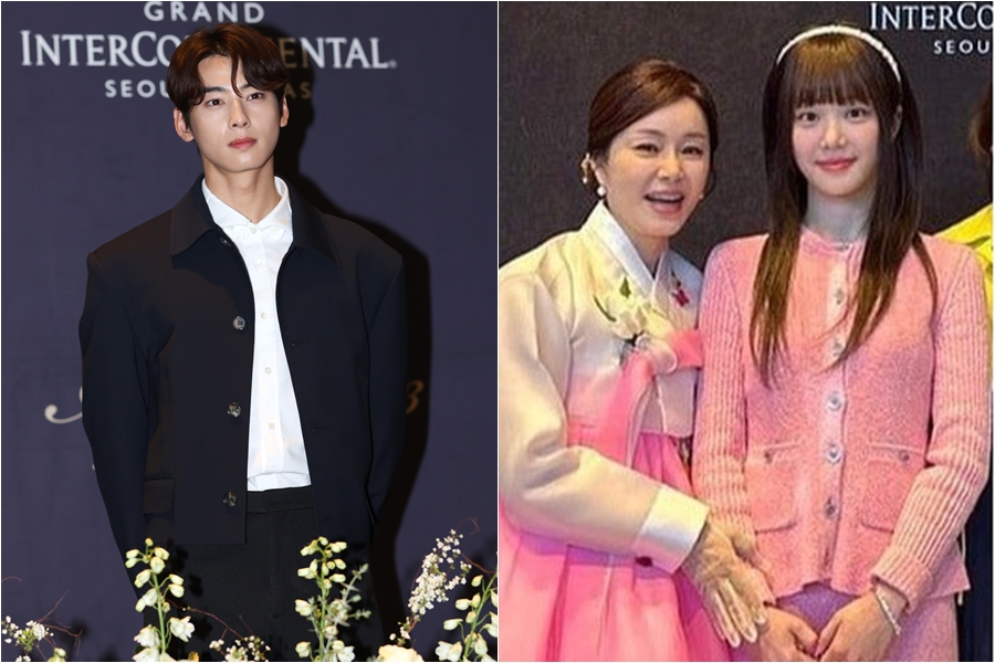 ▲ 차은우, 견미리와 이유비. ⓒ곽혜미 기자, 인스타그램