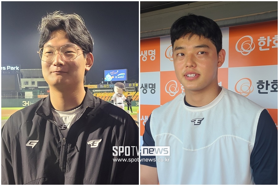 ▲ 한화 이글스 김서현(왼쪽)과 문동주 ⓒ 대전, 김민경 기자