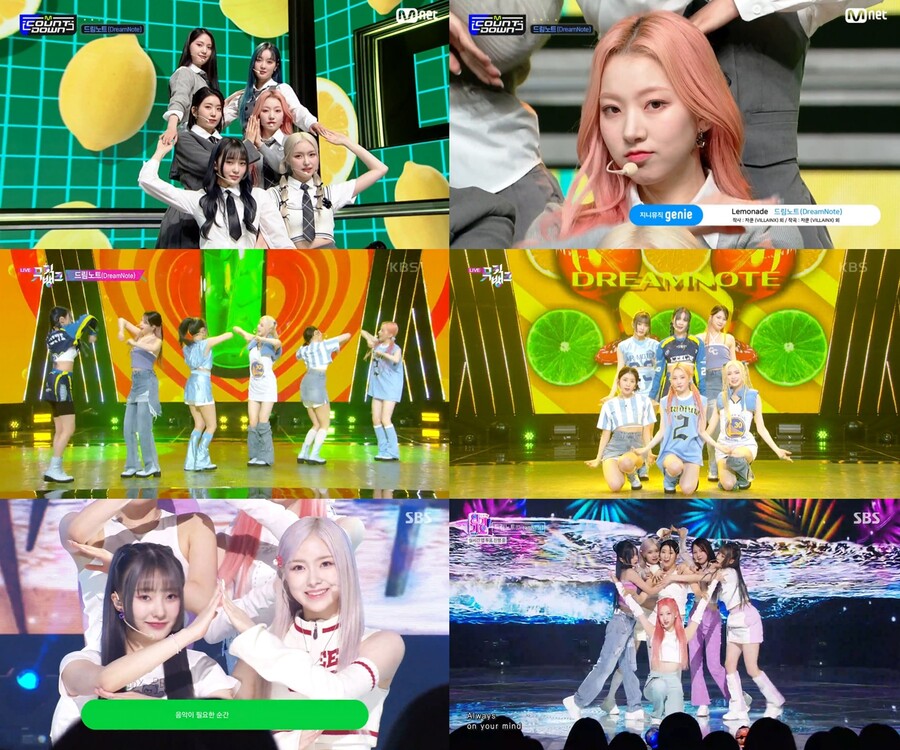 ▲ 드림노트. 제공ㅣMnet '엠카운트다운', KBS2 '뮤직뱅크', SBS '인기가요' 화면 캡처