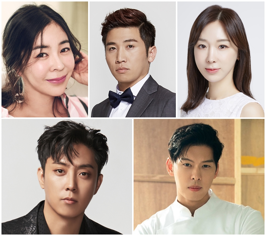 ▲ 돌싱글즈4 MC, 왼쪽 위부터 시계방향으로 이혜영 유세윤 이지혜 오스틴강 은지원. 제공ㅣ각 소속사