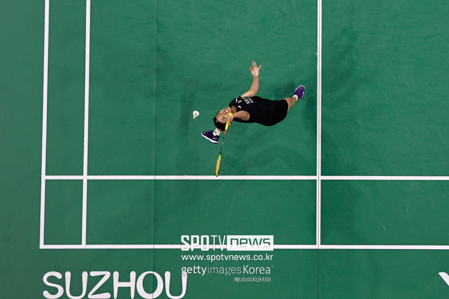 ▲ 안세영이 2023 BWF 수디르만컵에서 경기를 펼치고 있다.