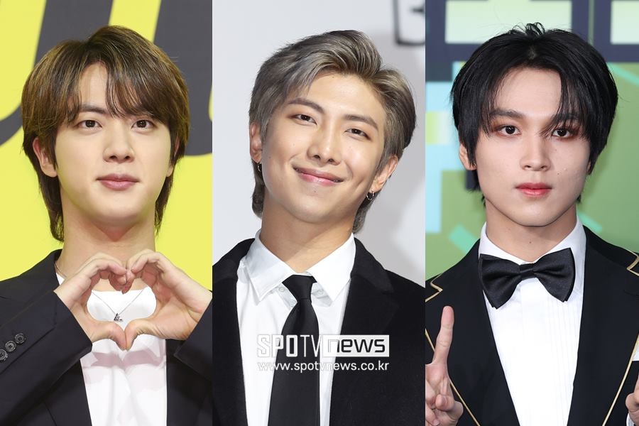 ▲ 방탄소년단 진, RM, NCT 해찬(왼쪽부터). ⓒ곽혜미 기자