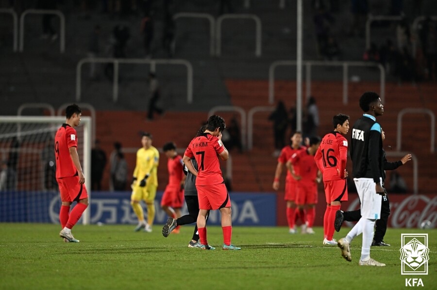 ▲ 한국 무승부 경기 종료 ⓒ대한축구협회