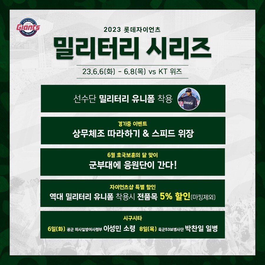 ▲ 밀리터리 시리즈 ⓒ롯데 자이언츠