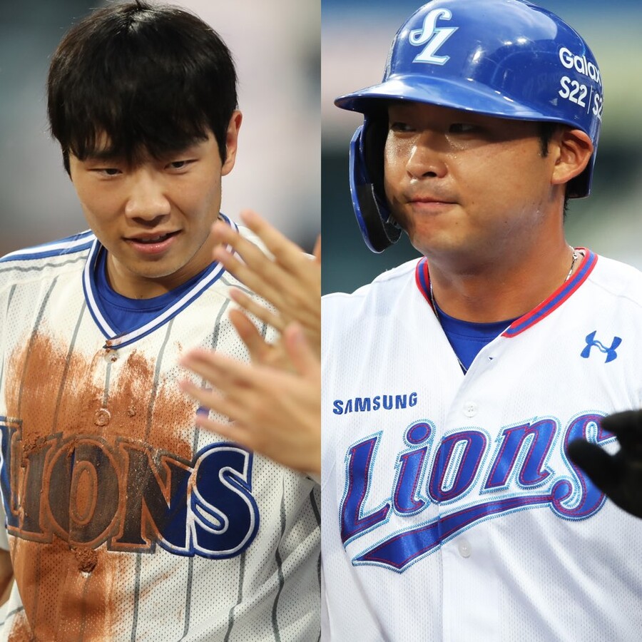 ▲김지찬(왼쪽)과 김재성. ⓒ삼성 라이온즈