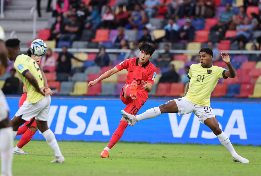 ▲ 20세 이하(U-20) 월드컵 에콰도르와의 16강전에서 1골 1도움을 해냈던 배준호, 대전 하나시티즌 소속이다. ⓒ연합뉴스