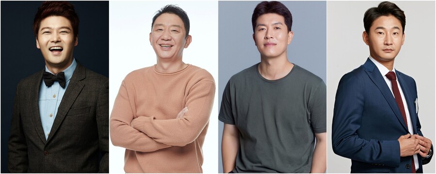 ▲ (왼쪽부터)전현무, 허재, 김병현, 이천수. 제공|SM C&C, 이엘파크, 디에이치엔터테인먼트