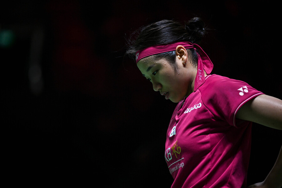 ▲ 2023 BWF 인도네시아오픈 여자 단식 준결승전에서 땀을 흘리는 안세영 ⓒ연합뉴스/AFP