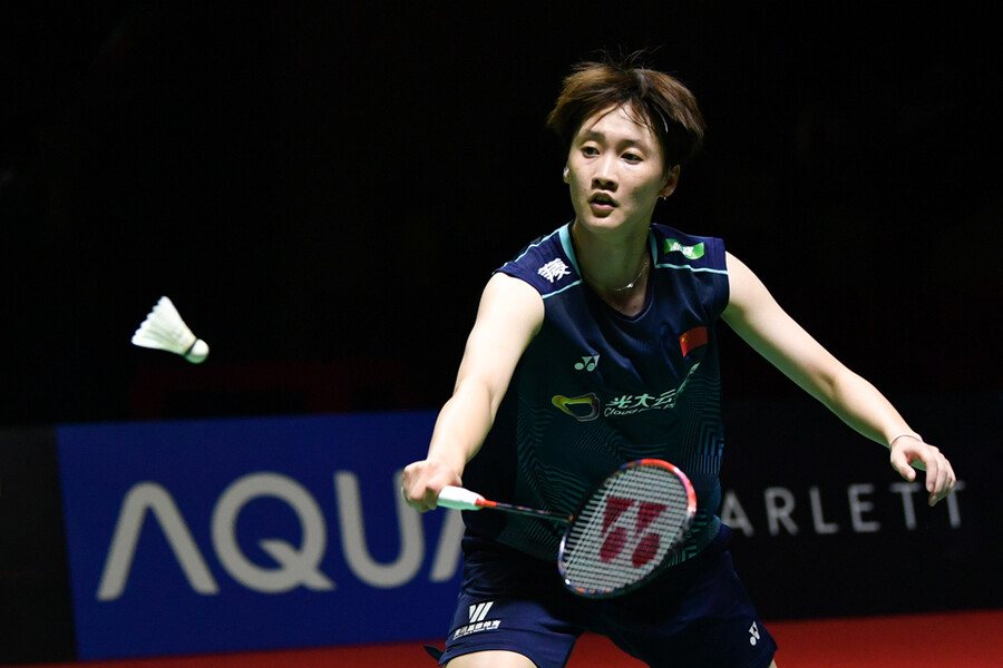▲ 천위페이가 2023 BWF 인도네시아오픈 여자 단식 준결승전에서 경기를 펼치고 있다. ⓒ연합뉴스/신화