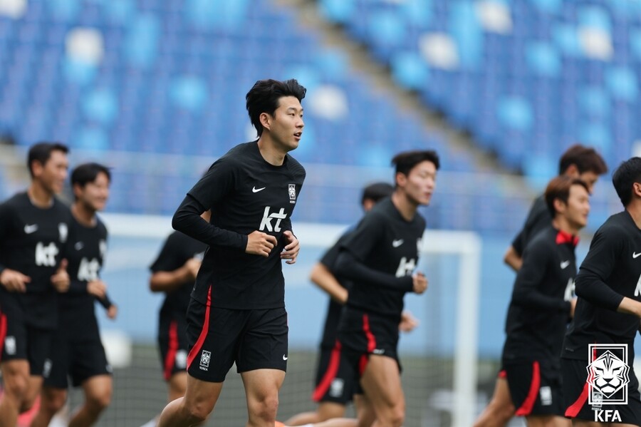 ▲ 축구대표팀 주장 손흥민이 엘살바도르전을 준비 중이다.  ⓒ대한축구협회