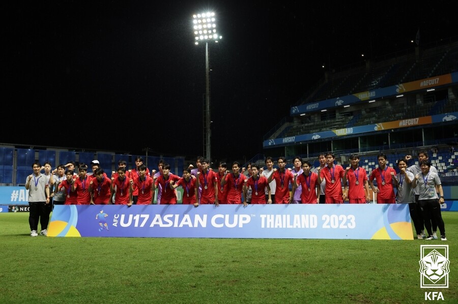 ▲ 2일 태국 방콕 빠툼타니 스타디움에서 열린 2023 AFC U-17 아시안컵 결승전에서 한국이 준우승을 달성했다 ⓒ 대한축구협회