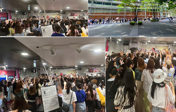 ▲ 판타지 보이즈가 10일 일본 도쿄 도심에 위치한 타워레코드를 방문하자 팬들이 구름같이 몰렸다. 제공|포켓돌스튜디오