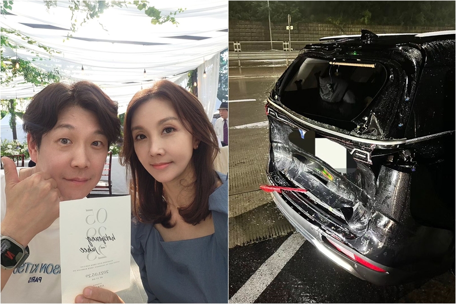 '이현경♥' 민영기, 빗길 덤프트럭에 차량 반파…교통사고 현장 '아찔'