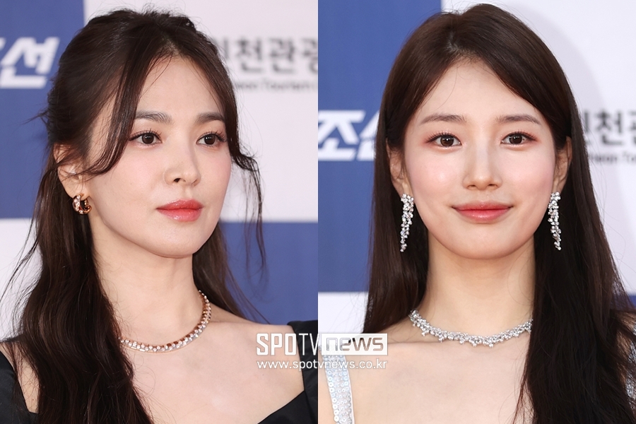 ▲ 송혜교(왼쪽)과 수지.  ⓒ곽혜미 기자