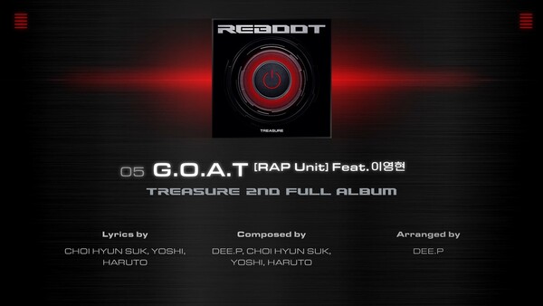 ▲ 트레저 새 앨범 '리부트' 수록곡 'G.O.A.T' 음원 일부가 공개됐다. 제공|YG엔터테인먼트