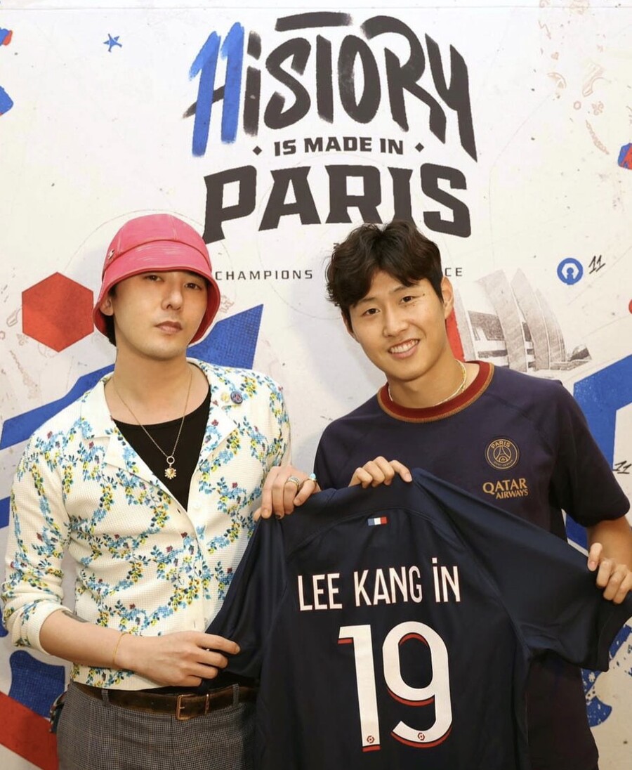 ▲ 지드래곤(왼쪽), 이강인. 출처| PSG SNS