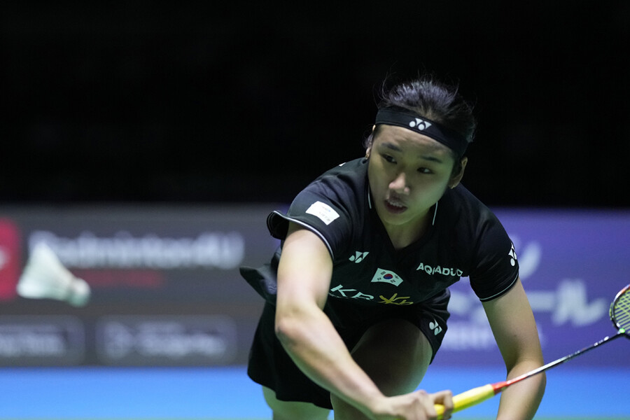 ▲ 안세영이 2023 BWF 일본오픈 여자 단식 결승전에서 경기를 펼치고 있다. ⓒ연합뉴스/AFP
